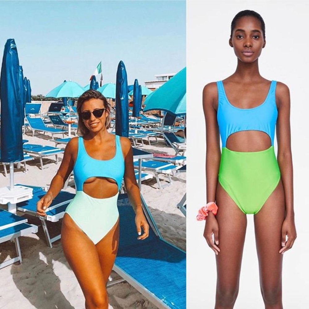 ZARA TWO TONE ONE PIECE SWIMSUIT